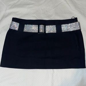 Nue mini skirt with rhinestone belt, size 42